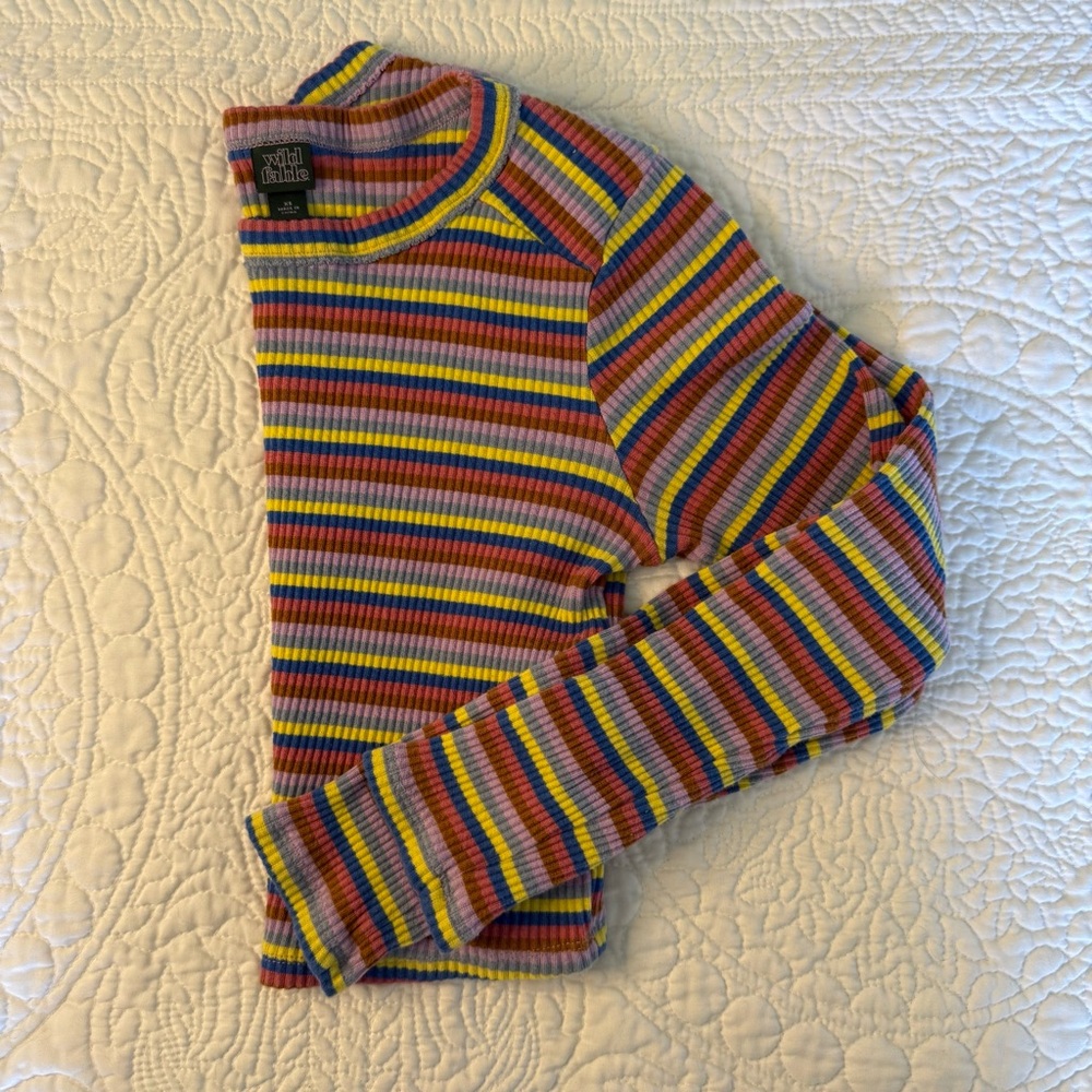 Wild Fable Long Sleeve Striped Ribbed Top